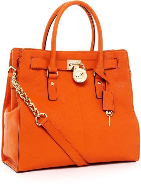 michael kors hamilton large tote tangerine leather golden|Michael Kors Hamilton large satchel.